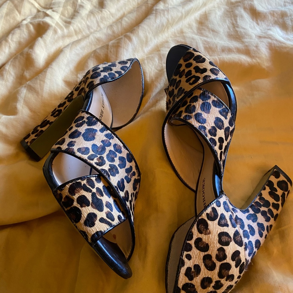 Leopard print 4 inch open toe shoes